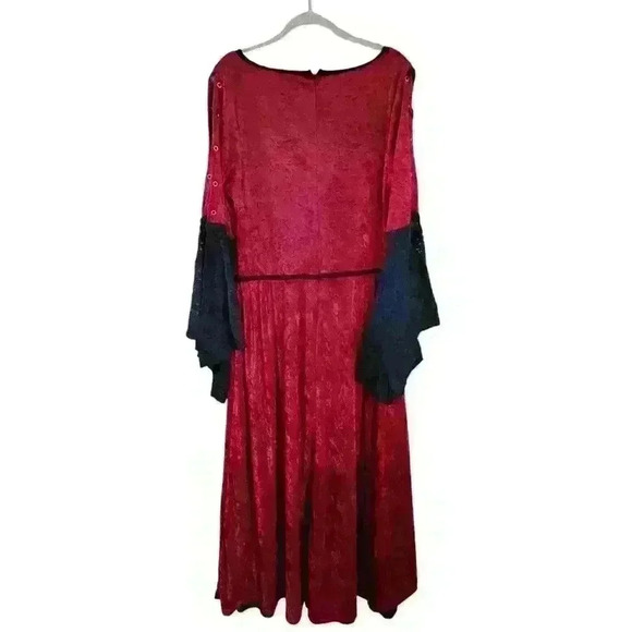 Lip Service VTG Gothic Faux Corset Velvet Cosplay Costume Front Tie Red Size XL - Picture 6 of 11